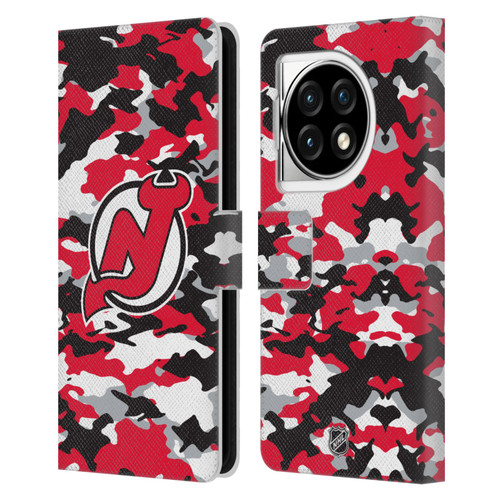 NHL New Jersey Devils Camouflage Leather Book Wallet Case Cover For OPPO OnePlus Ace 3 5G