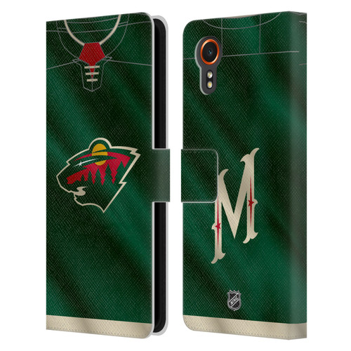 NHL Minnesota Wild Jersey Leather Book Wallet Case Cover For Samsung Galaxy Xcover7 5G