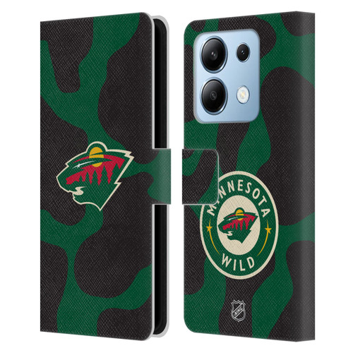 NHL Minnesota Wild Cow Pattern Leather Book Wallet Case Cover For Xiaomi Redmi Note 13/13 Pro 5G
