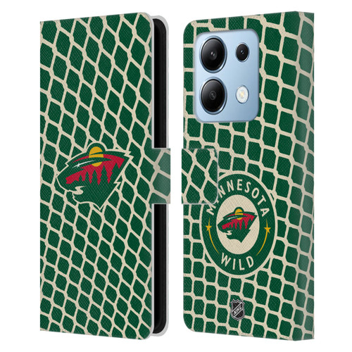 NHL Minnesota Wild Net Pattern Leather Book Wallet Case Cover For Xiaomi Redmi Note 13/13 Pro 5G