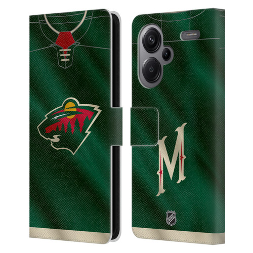 NHL Minnesota Wild Jersey Leather Book Wallet Case Cover For Xiaomi Redmi Note 13 Pro Plus 5G