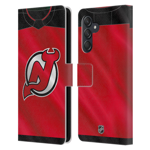 NHL New Jersey Devils Jersey Leather Book Wallet Case Cover For Samsung Galaxy M55 5G