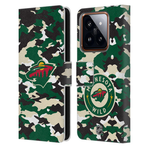 NHL Minnesota Wild Camouflage Leather Book Wallet Case Cover For Xiaomi 14
