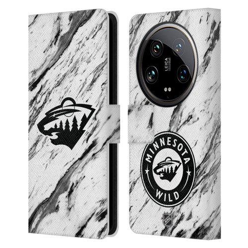 NHL Minnesota Wild Marble Leather Book Wallet Case Cover For Xiaomi 14 Ultra