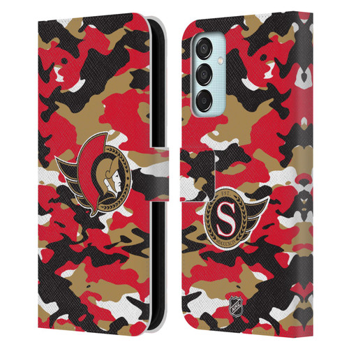 NHL Ottawa Senators Camouflage Leather Book Wallet Case Cover For Samsung Galaxy M15/F15 5G