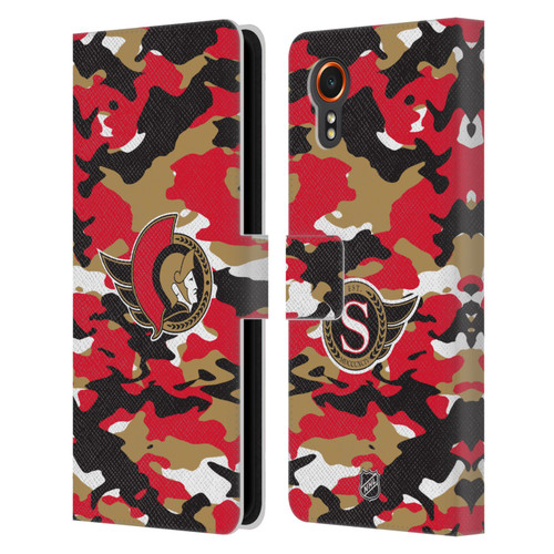 NHL Ottawa Senators Camouflage Leather Book Wallet Case Cover For Samsung Galaxy Xcover7 5G