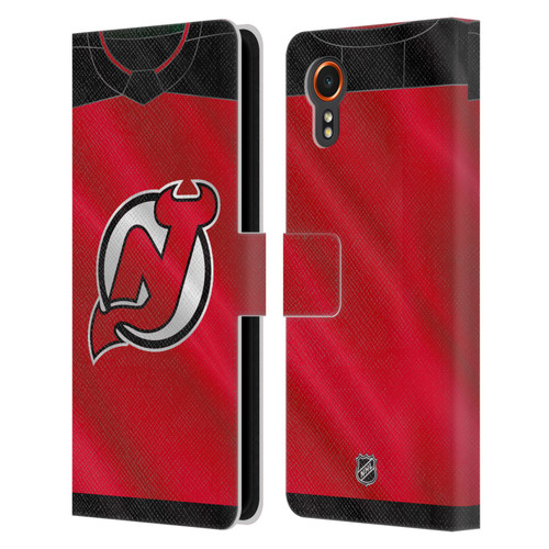 NHL New Jersey Devils Jersey Leather Book Wallet Case Cover For Samsung Galaxy Xcover7 5G