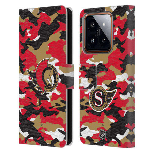 NHL Ottawa Senators Camouflage Leather Book Wallet Case Cover For Xiaomi 14