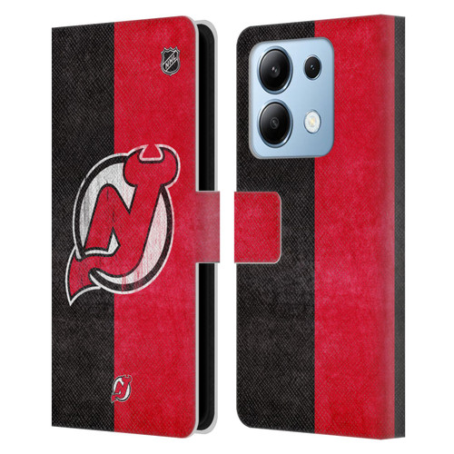 NHL New Jersey Devils Half Distressed Leather Book Wallet Case Cover For Xiaomi Redmi Note 13/13 Pro 5G