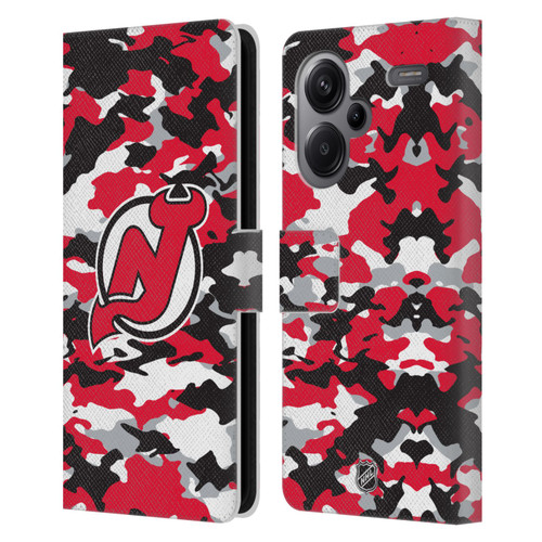 NHL New Jersey Devils Camouflage Leather Book Wallet Case Cover For Xiaomi Redmi Note 13 Pro Plus 5G