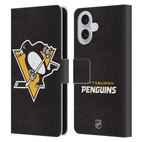 NHL Pittsburgh Penguins Plain Leather Book Wallet Case Cover For Apple iPhone 16