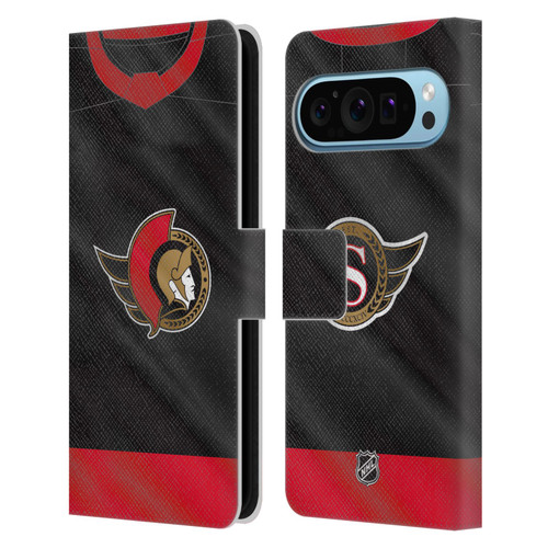 NHL Ottawa Senators Jersey Leather Book Wallet Case Cover For Google Pixel 9 / Pixel 9 Pro