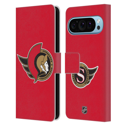 NHL Ottawa Senators Plain Leather Book Wallet Case Cover For Google Pixel 9 / Pixel 9 Pro