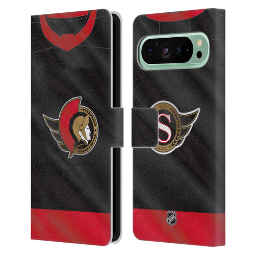 NHL Ottawa Senators Jersey Leather Book Wallet Case Cover For Google Pixel 9 Pro XL