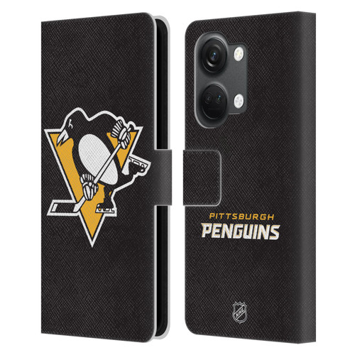 NHL Pittsburgh Penguins Plain Leather Book Wallet Case Cover For OnePlus Nord 3 5G