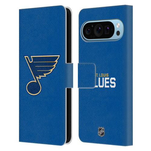 NHL St Louis Blues Plain Leather Book Wallet Case Cover For Google Pixel 9 / Pixel 9 Pro