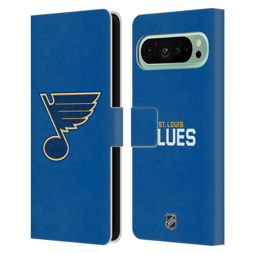 NHL St Louis Blues Plain Leather Book Wallet Case Cover For Google Pixel 9 Pro XL