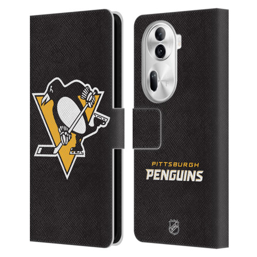 NHL Pittsburgh Penguins Plain Leather Book Wallet Case Cover For OPPO Reno11