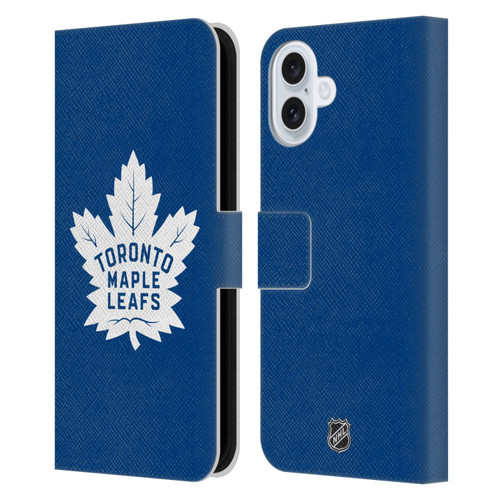 NHL Toronto Maple Leafs Plain Leather Book Wallet Case Cover For Apple iPhone 16 Plus