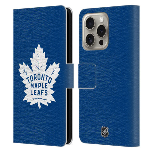 NHL Toronto Maple Leafs Plain Leather Book Wallet Case Cover For Apple iPhone 16 Pro