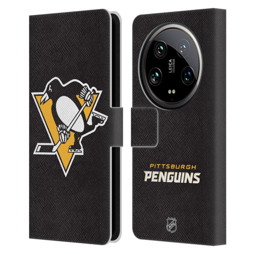 NHL Pittsburgh Penguins Plain Leather Book Wallet Case Cover For Xiaomi 14 Ultra