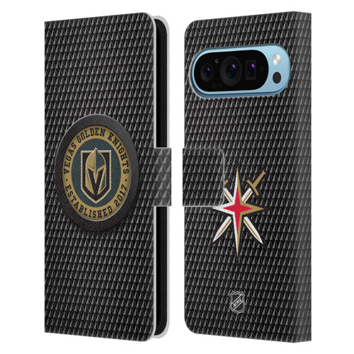 NHL Vegas Golden Knights Puck Texture Leather Book Wallet Case Cover For Google Pixel 9 / Pixel 9 Pro
