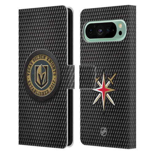 NHL Vegas Golden Knights Puck Texture Leather Book Wallet Case Cover For Google Pixel 9 Pro XL