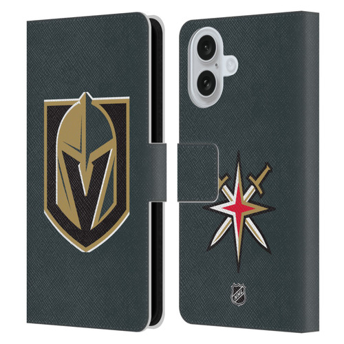 NHL Vegas Golden Knights Plain Leather Book Wallet Case Cover For Apple iPhone 16