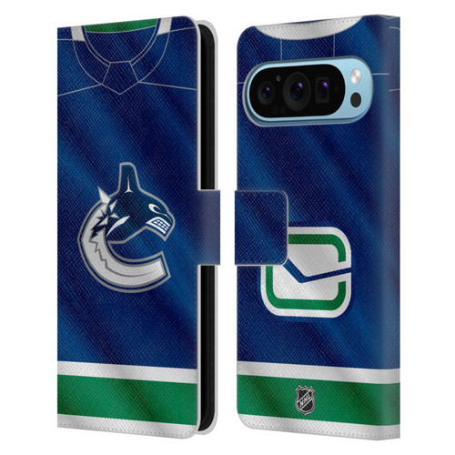 NHL Vancouver Canucks Jersey Leather Book Wallet Case Cover For Google Pixel 9 / Pixel 9 Pro