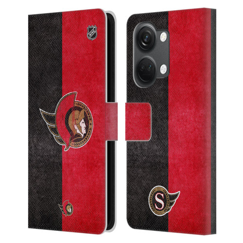 NHL Ottawa Senators Half Distressed Leather Book Wallet Case Cover For OnePlus Nord 3 5G