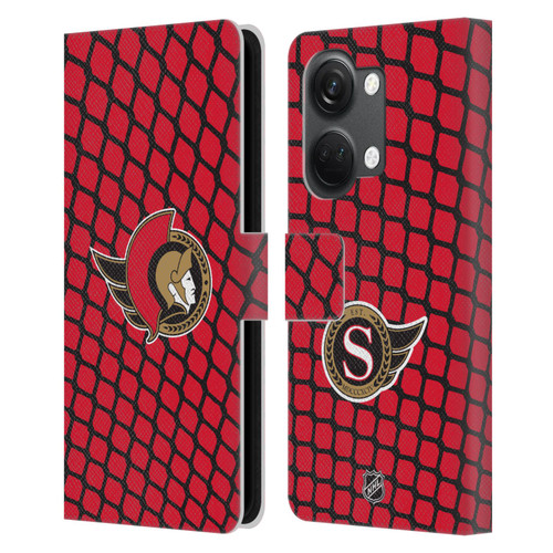 NHL Ottawa Senators Net Pattern Leather Book Wallet Case Cover For OnePlus Nord 3 5G