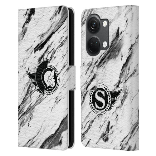 NHL Ottawa Senators Marble Leather Book Wallet Case Cover For OnePlus Nord 3 5G