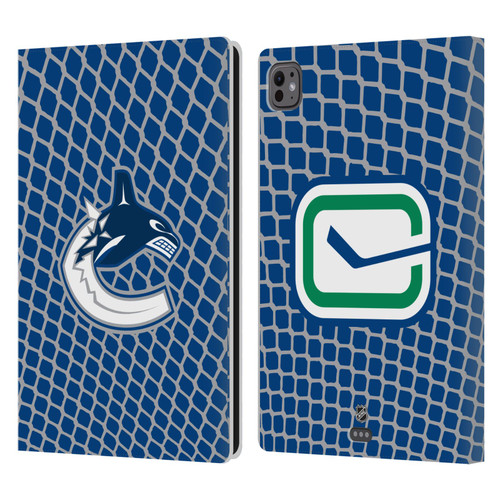 NHL Vancouver Canucks Net Pattern Leather Book Wallet Case Cover For Apple iPad Pro 11 M4 2024