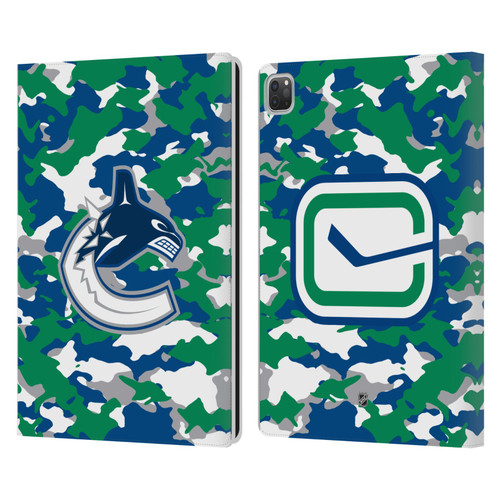 NHL Vancouver Canucks Camouflage Leather Book Wallet Case Cover For Apple iPad Pro 13 M4 2024