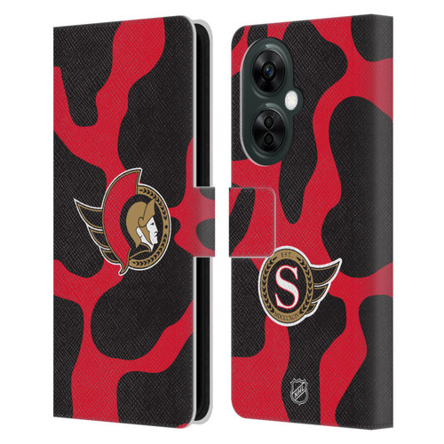 NHL Ottawa Senators Cow Pattern Leather Book Wallet Case Cover For OnePlus Nord CE 3 Lite 5G
