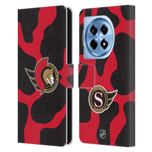NHL Ottawa Senators Cow Pattern Leather Book Wallet Case Cover For OnePlus 12R