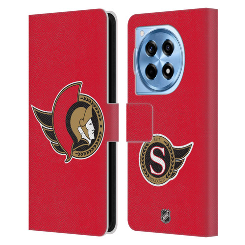 NHL Ottawa Senators Plain Leather Book Wallet Case Cover For OnePlus 12R