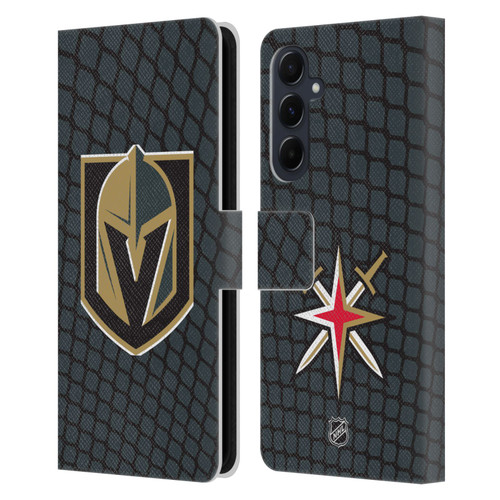 NHL Vegas Golden Knights Net Pattern Leather Book Wallet Case Cover For Samsung Galaxy A55 5G