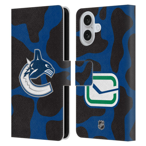 NHL Vancouver Canucks Cow Pattern Leather Book Wallet Case Cover For Apple iPhone 16