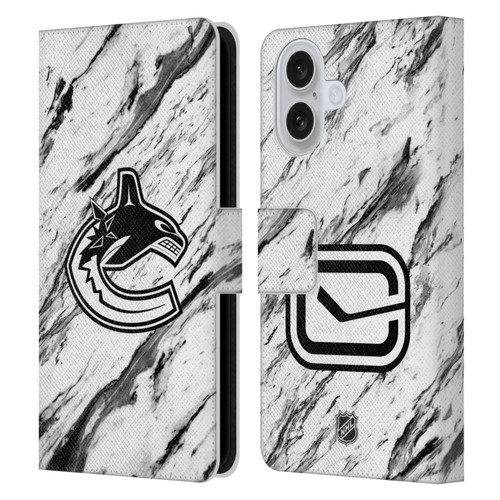NHL Vancouver Canucks Marble Leather Book Wallet Case Cover For Apple iPhone 16