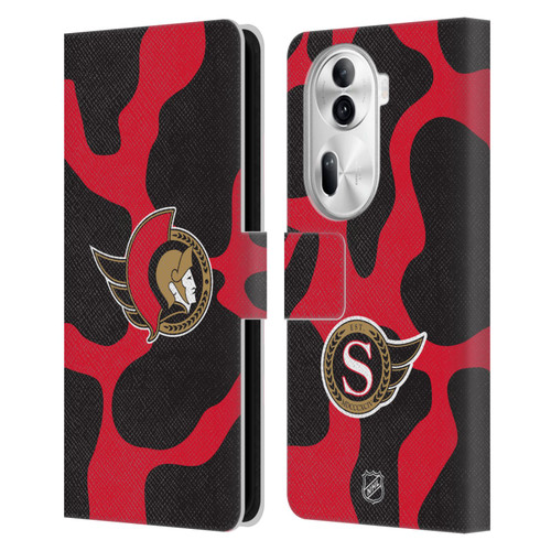 NHL Ottawa Senators Cow Pattern Leather Book Wallet Case Cover For OPPO Reno11