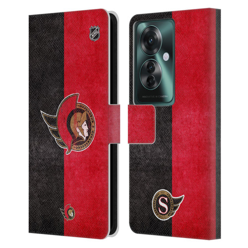NHL Ottawa Senators Half Distressed Leather Book Wallet Case Cover For OPPO Reno11 F 5G / F25 Pro 5G