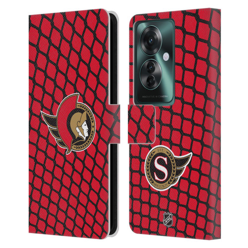 NHL Ottawa Senators Net Pattern Leather Book Wallet Case Cover For OPPO Reno11 F 5G / F25 Pro 5G