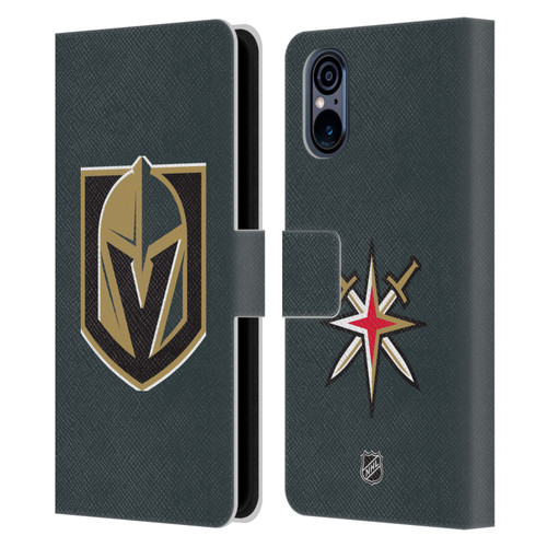 NHL Vegas Golden Knights Plain Leather Book Wallet Case Cover For Sony Xperia 5 V 5G