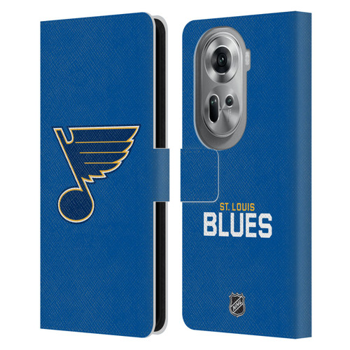 NHL St Louis Blues Plain Leather Book Wallet Case Cover For OPPO Reno11 Pro