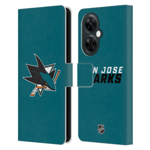 NHL San Jose Sharks Plain Leather Book Wallet Case Cover For OnePlus Nord CE 3 Lite 5G
