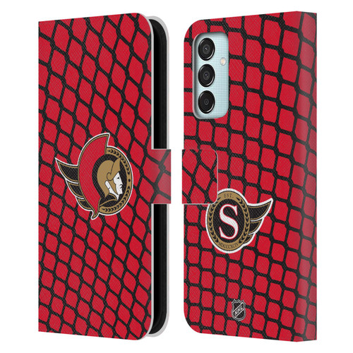 NHL Ottawa Senators Net Pattern Leather Book Wallet Case Cover For Samsung Galaxy M15/F15 5G