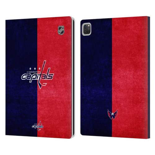 NHL Washington Capitals Half Distressed Leather Book Wallet Case Cover For Apple iPad Pro 13 M4 2024