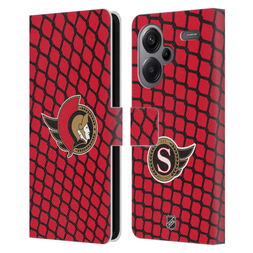 NHL Ottawa Senators Net Pattern Leather Book Wallet Case Cover For Xiaomi Redmi Note 13 Pro Plus 5G