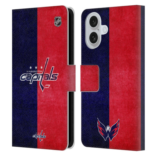 NHL Washington Capitals Half Distressed Leather Book Wallet Case Cover For Apple iPhone 16